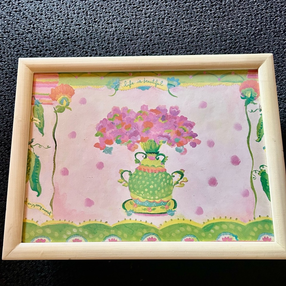 Wood Frame with Flower 💐 Laminated Top and Bright Fabric Backing Bed Rest
